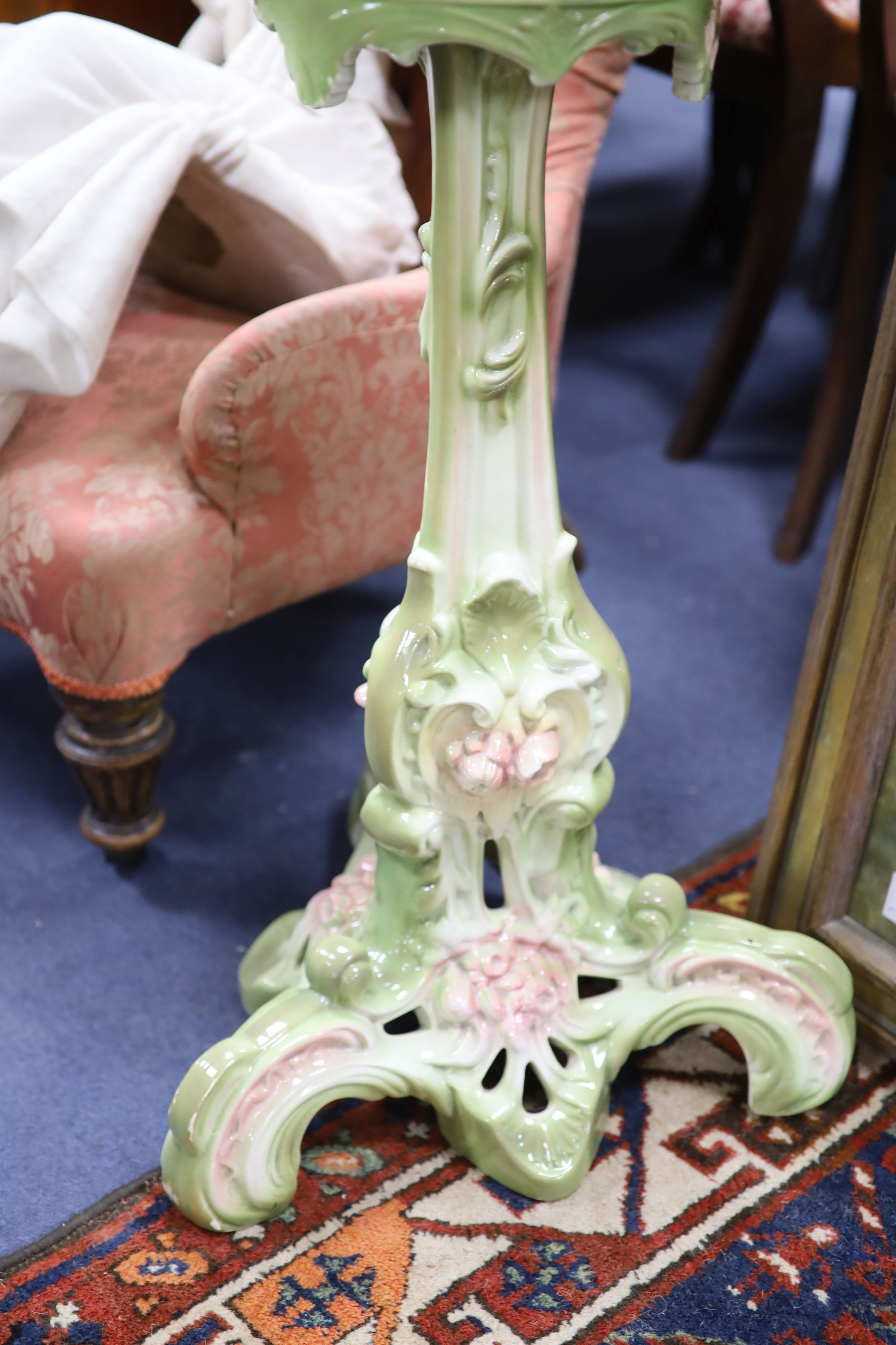 A pottery swan pedestal jardiniere, height 104cm